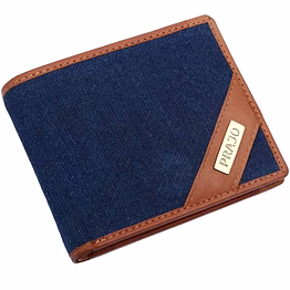 prajo men blue, tan genuine leather wallet (3 card slots)
