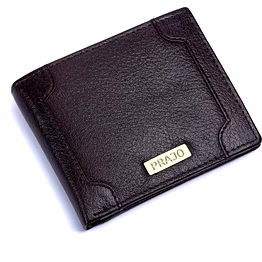 prajo men brown genuine leather wallet (5 card slots)