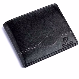 prajo men black genuine leather wallet (9 card slots)
