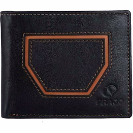 prajo men black genuine leather wallet (3 card slots)