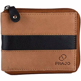 prajo men black, tan genuine leather wallet (7 card slots)