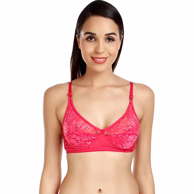 prajo women t-shirt non padded power net bra (pink)
