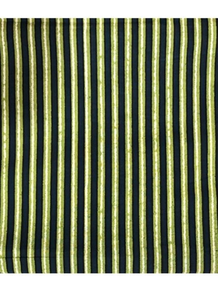 Dark Green &amp; Navy Blue Stripes Pattern Cotton Print-2