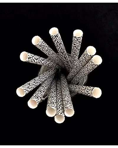 Biodegradable Paper Straws (10mm, Imported, Pack of 50 pieces)-Zebra Stripes-2