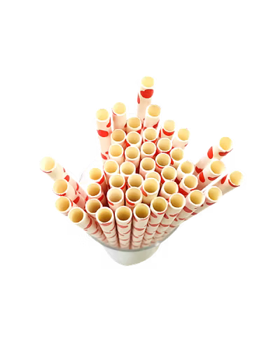Biodegradable Paper Straws (6mm, Imported, Pack of 50 pieces)-Red Hearts-1