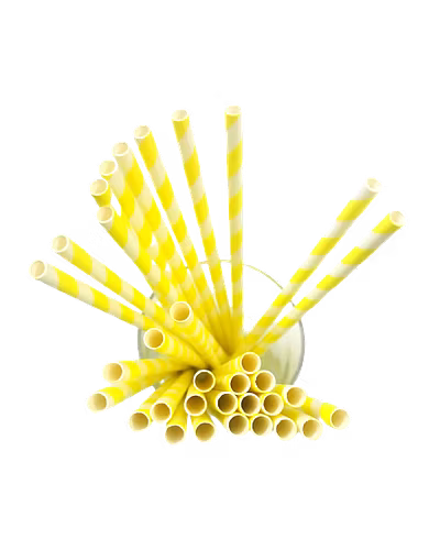 Biodegradable Paper Straws (6mm, Imported, Pack of 50 pieces)-Yellow Stripes-1