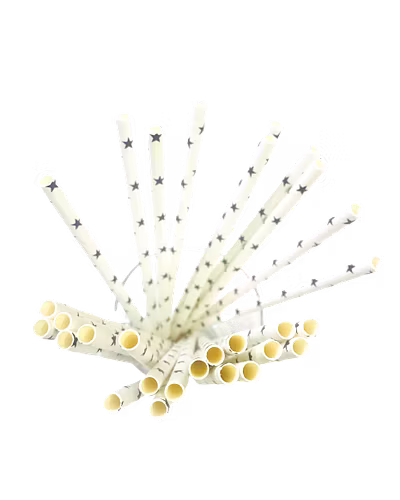 Biodegradable Paper Straws (6mm, Imported, Pack of 50 pieces)-Black Stars-1