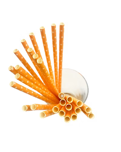 Biodegradable Paper Straws (6mm, Imported, Pack of 50 pieces)-Orange with White Dots-1