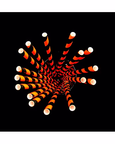 Biodegradable Paper Straws (6mm, Imported, Pack of 50 pieces)-Black and Orange Stripes-2