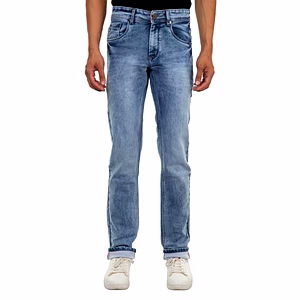 Pitchers Men's Blue Towel washed  knitted Cotton Lycra(Stretchable) PJ019 denim Jeans Pant