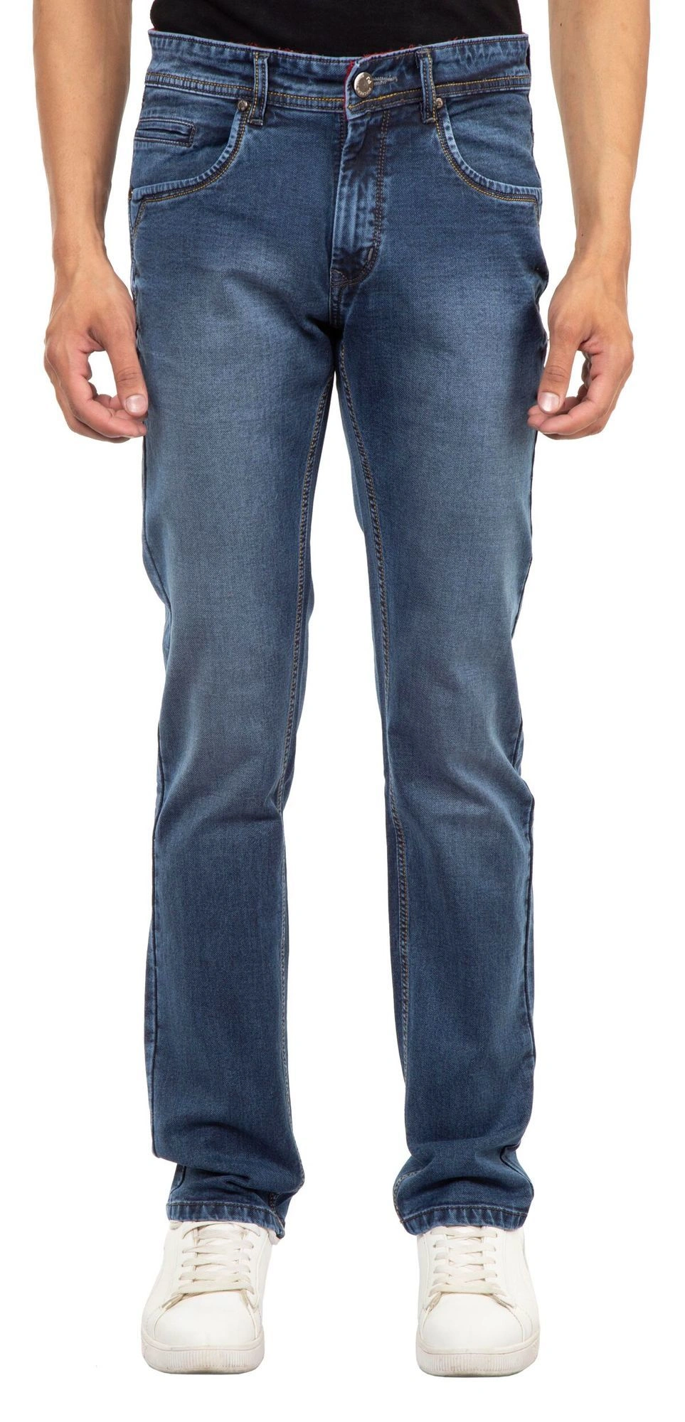 Denim pant with crystal trim in light blue | GUCCI® US