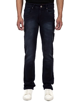 Pitchers Men's Grey Black Normal washed five Pocket Cotton Lycra(Stretchable)PJ025 denim Jeans Pant