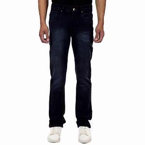 Pitchers Men's Grey Black Normal washed five Pocket Cotton Lycra(Stretchable)PJ025 denim Jeans Pant