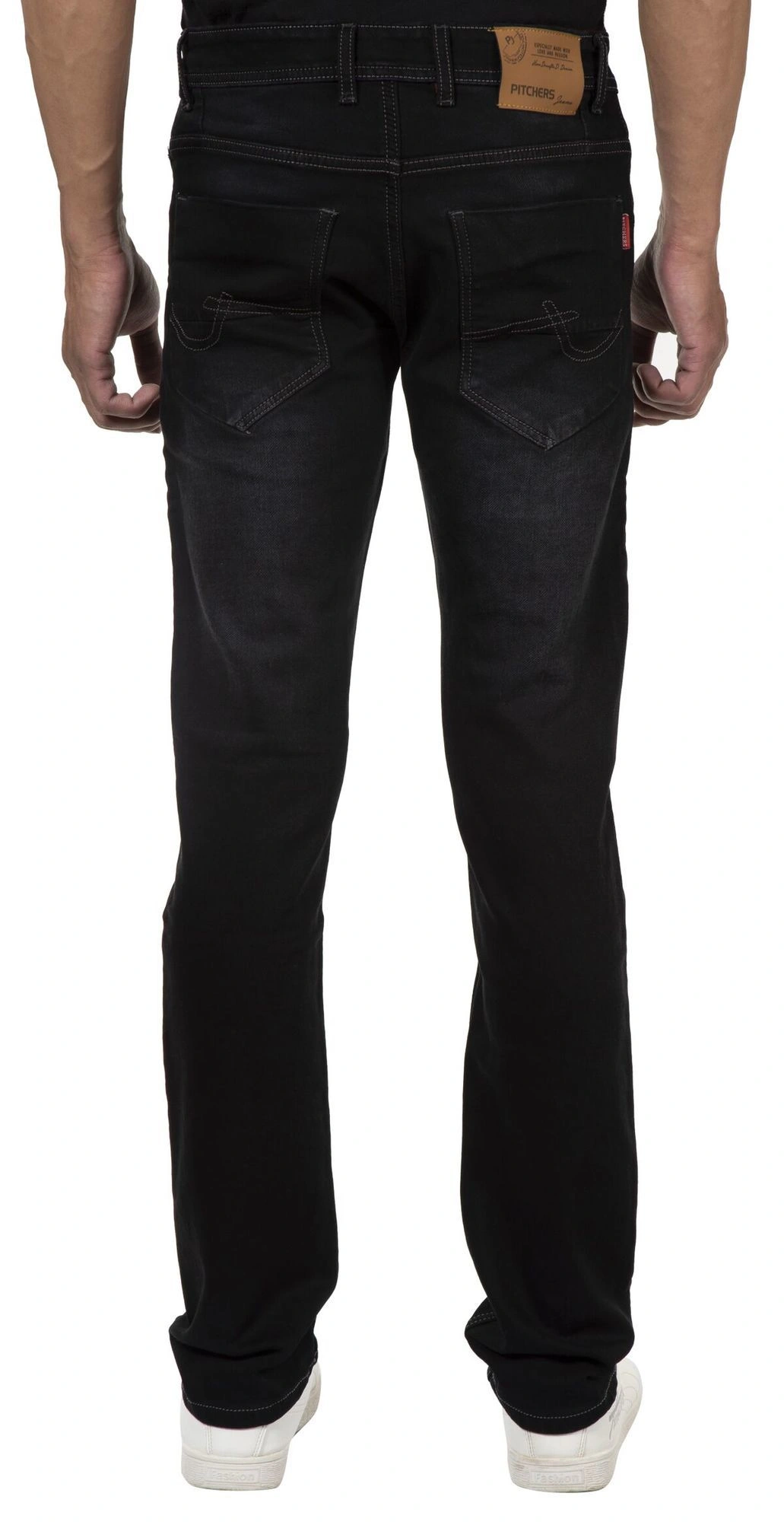 Pitchers Men's Carbone Black with Normal washed five Pocket Cotton Lycra(Stretchable)PJ027 denim Jea-30-1