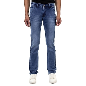 Pitchers Men'Sky Blue Towel Wash Cross Pocket Cotton Lycra(Stretchable)PJ231 denim Jeans Pant