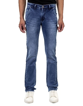 Pitchers Men'Sky Blue Towel Wash Cross Pocket Cotton Lycra(Stretchable)PJ231 denim Jeans Pant