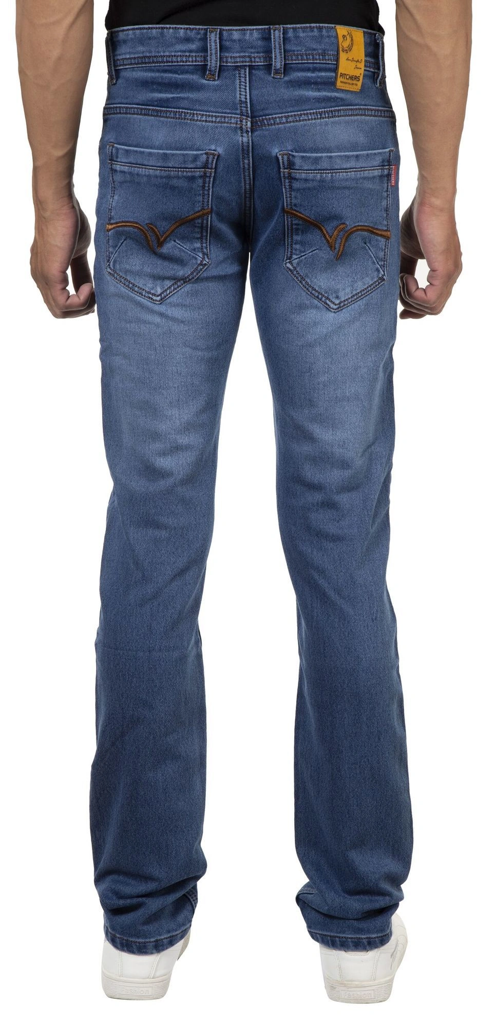 Pitchers Men's Blue With Normal Fading FIVE Pocket Cotton Lycra(Stretchable)PJ235 denim Jeans Pant-28-1