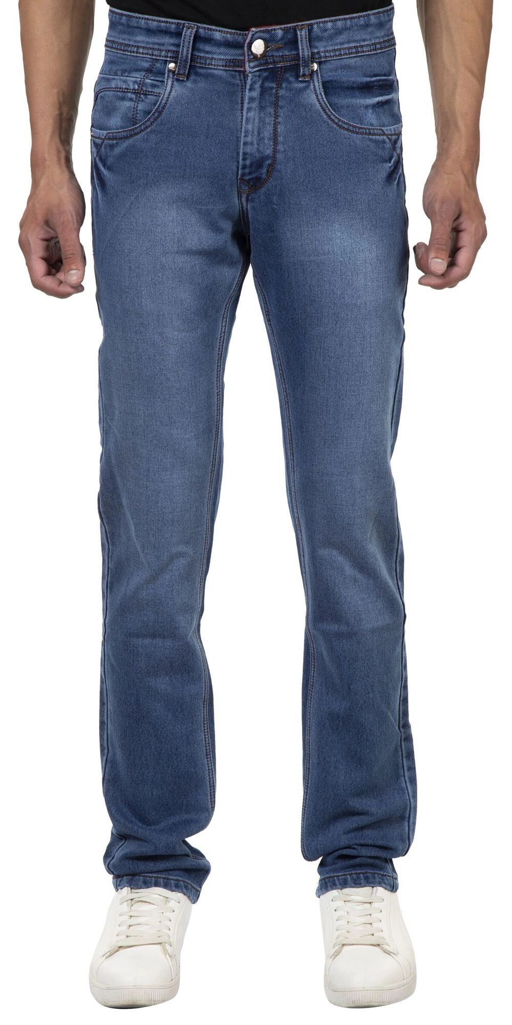 Pitchers Men's Blue With Normal Fading FIVE Pocket Cotton Lycra(Stretchable)PJ235 denim Jeans Pant-PJ23530