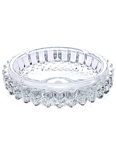 Natural Clear Diamond Cut Round Glass Ash Tray Size (12 cm X 12 cm X 3 cm)-26678