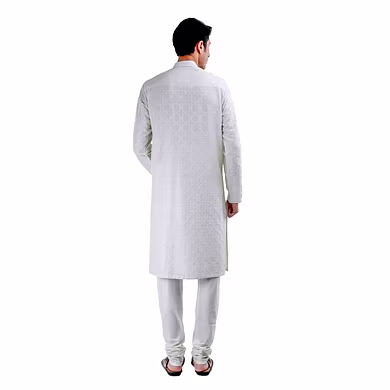 THREAD WORK KURTA WITH WHITE CHURIDAAR-Medium-1