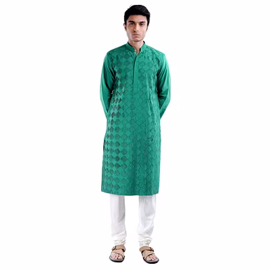 SPACE TUCKS WITH CROSS STICH KURTA WITH WHITE CHURIDAAR-SP 19 UTSAV MEN 06-L
