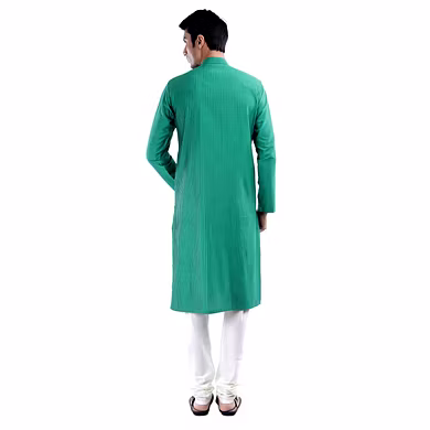SPACE TUCKS WITH CROSS STICH KURTA WITH WHITE CHURIDAAR-Large-1