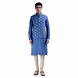 BLUE STRAIGHT KURTA WITH BROCADE SILK JAWAHAR JACKET-SP 19 UTSAV MEN 12-M-sm
