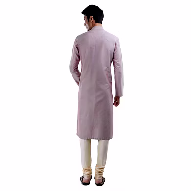 SILK SELF MOTIVE AND EMBROIDERED  KURTA WITH CHURIDAAR-Medium-1