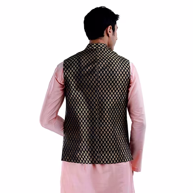 SELF WEAVED BROCADE SILK JAWAHAR JACKET-Medium-1