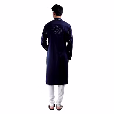 THREAD AND MIRROR EMBROIDERED KURTA WITH WHITE CHURRIDAAR-Large-1