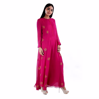 SIDE THREAD EMBROIDERED PANEL  PURPLE-SP19UTSAV04APURPLE-M