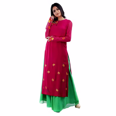 ANKLE LENGTH STRAIGHT  KURTA PURPLE-SP19UTSAV05PURPLE-L
