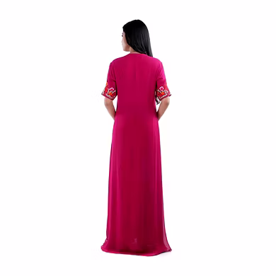 FLOOR LENGTH FRONT OPEN PANNELED KURTI  PURPLE-Medium-1