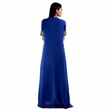 FLOOR LENGTH FRONT OPEN PANNELED KURT BLUE-SP19UTSAV10ABLUE-L