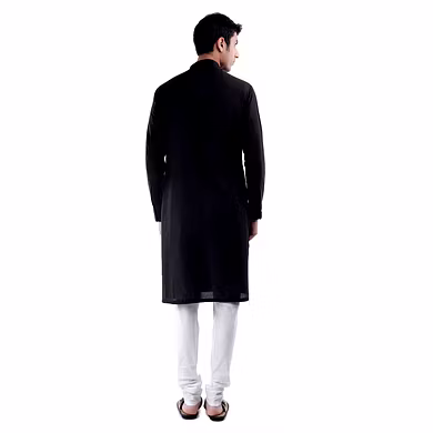 PIN TUCKS KURTA WITH WHITE CHURIDAAR AND BLACK COLOR-Small-1