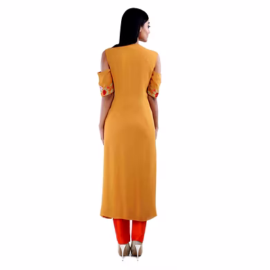 FRONT OPEN ANKLE LENGTH STRAIGHT KURTI-Medium-1