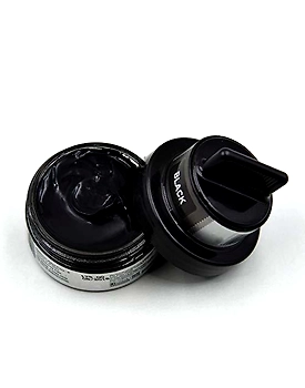 Helios Glass Jar Shoe Cream with Applicator - Black