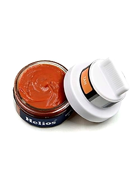 Helios Glass Jar Shoe Cream with Applicator - Tan