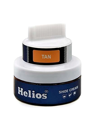 Helios Glass Jar Shoe Cream with Applicator - Tan-1