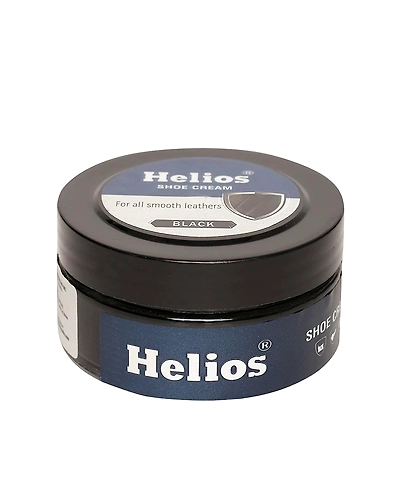 Helios Shoe Cream Glass Jar 48 Gm Black with Applicator Brush-1