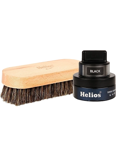 Helios Horse Hair Shoes Brush Cream and Applicator (Black)-1043