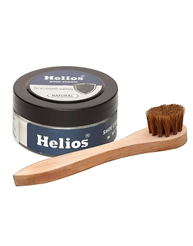 Helios Glass Jar 48g Natural Shoe Cream with Applicator Brush