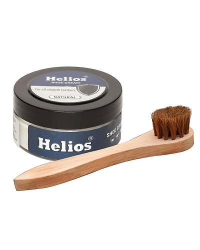 Helios Glass Jar 48g Natural Shoe Cream with Applicator Brush-1045