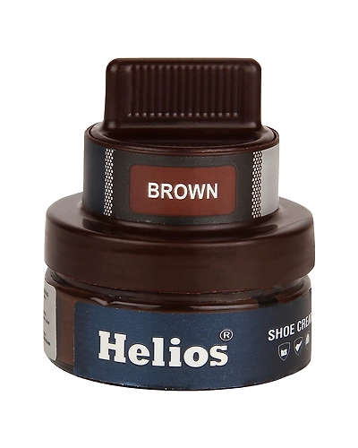 Helios Shoes Cream Glass Jar with Applicator and Horse Hair Shoes Brush (48g, Brown)-1