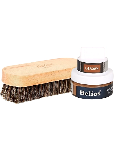 SHOE CREAM(GLASS JAR)(48GM)(L-Brown) with Applicator + Horse Hair Shoe Brush-1054