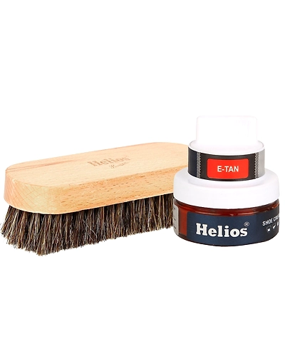 SHOE CREAM(GLASS JAR)(48GM)(E-TAN) with Applicator + Horse Hair Shoe Brush-1055