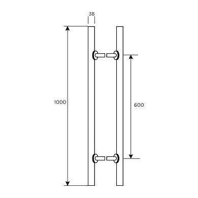 Ozone - Glass Door Handles - OGH-662-38x1000 SSS-1