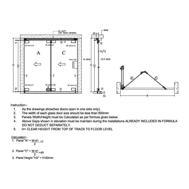 Ozone - Sliding Folding System - 444 - SL-444 (2 Panel)-500247