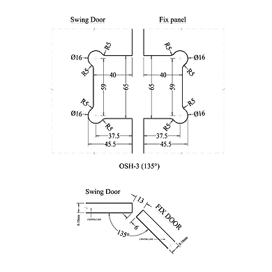 Ozone - Shower Cubicle Fittings - OSH-3-CP-2