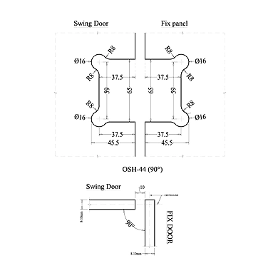 Ozone - Hinges &amp; Connectors-Vogue Series - OSH-44-CP-2